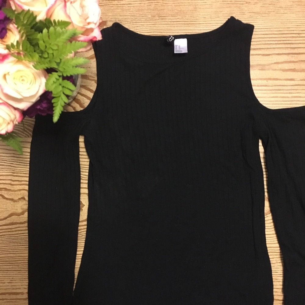 black cold shoulder top